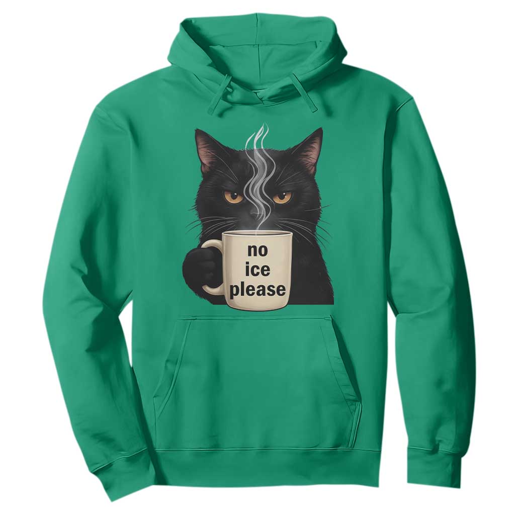 No Ice Please Hoodie Funny Black Cat Anti ICE Meme TS14 Irish Green Print Your Wear
