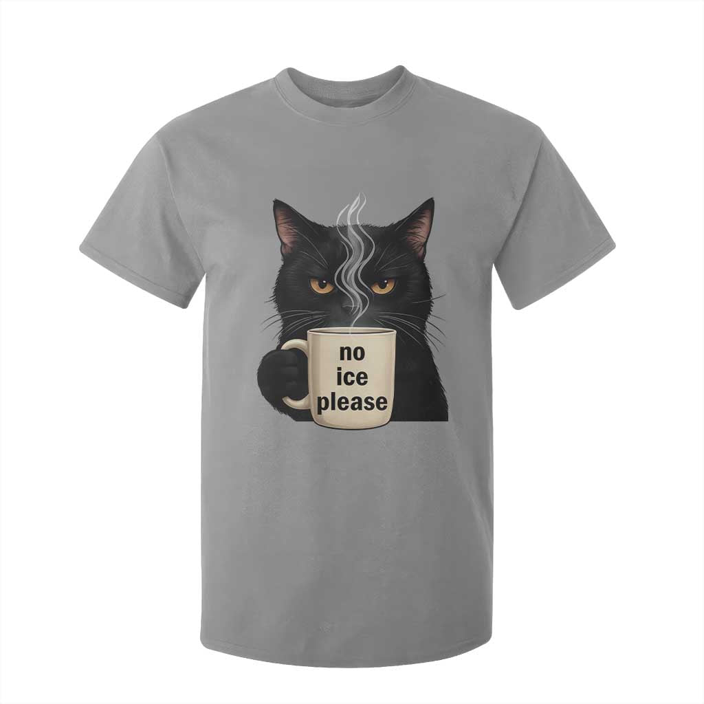 No Ice Please T Shirt For Kid Funny Black Cat Anti ICE Meme TS14 Sport Gray Print Your Wear
