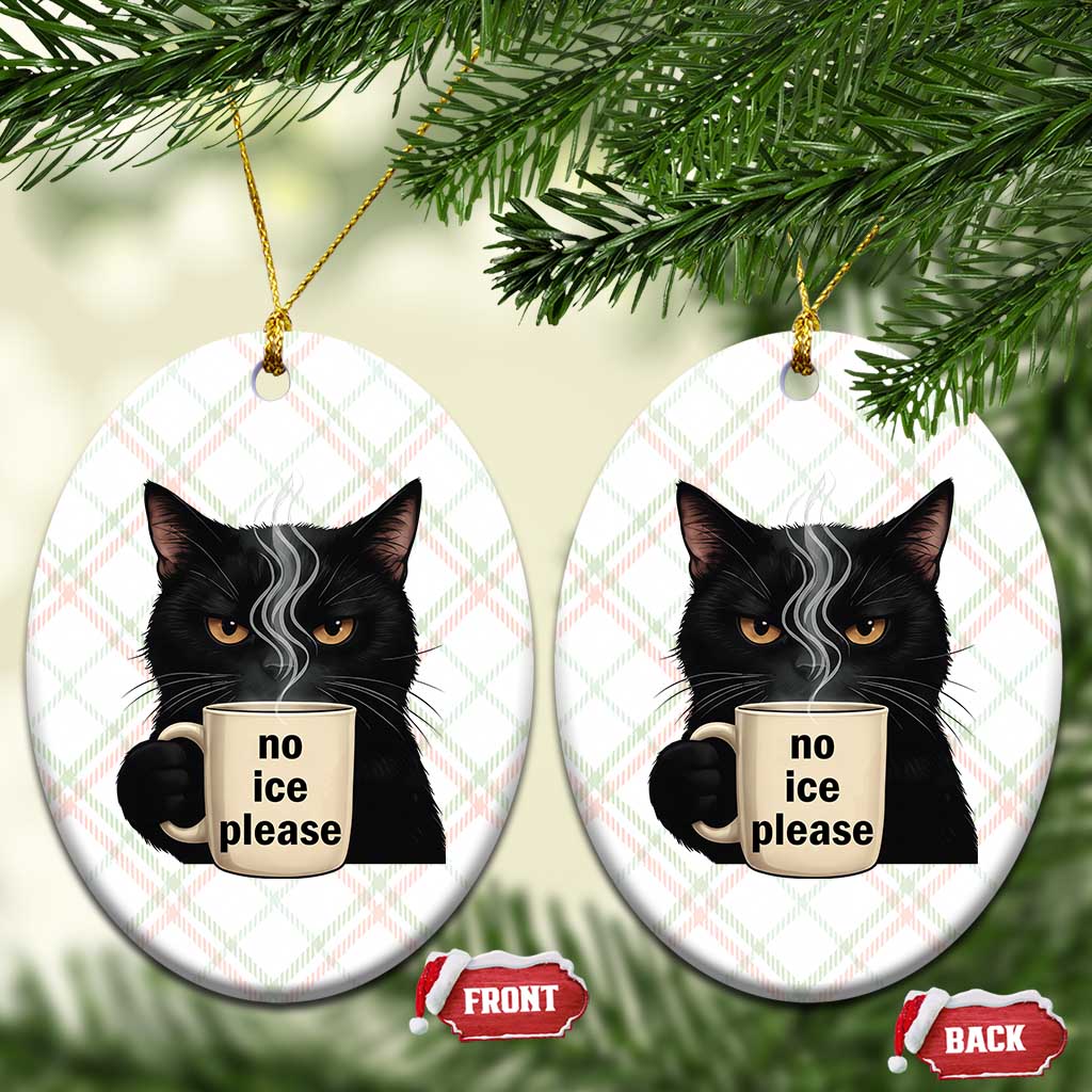 No Ice Please Ceramic Ornament Funny Black Cat Anti ICE Meme TS14 Print Your Wear