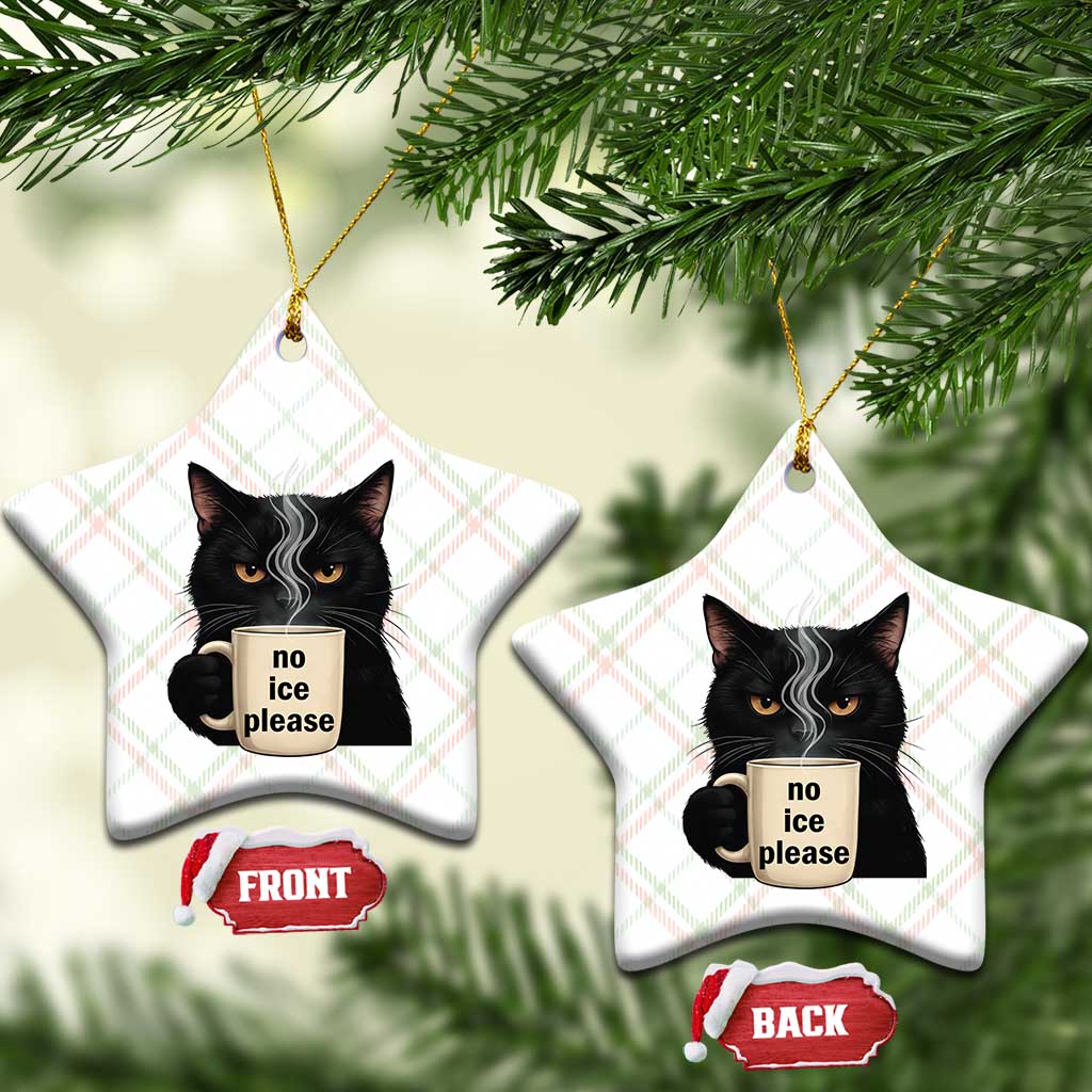 No Ice Please Ceramic Ornament Funny Black Cat Anti ICE Meme TS14 Print Your Wear