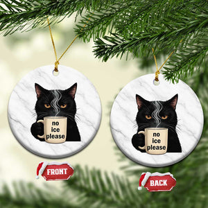 No Ice Please Ceramic Ornament Funny Black Cat Anti ICE Meme TS14 1pc White Marble Print Your Wear