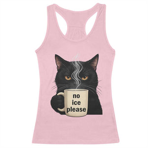 No Ice Please Racerback Tank Top Funny Black Cat Anti ICE Meme TS14 Light Pink Print Your Wear
