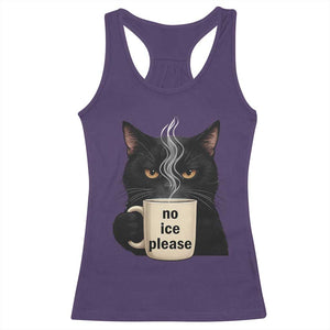 No Ice Please Racerback Tank Top Funny Black Cat Anti ICE Meme TS14 Purple Print Your Wear