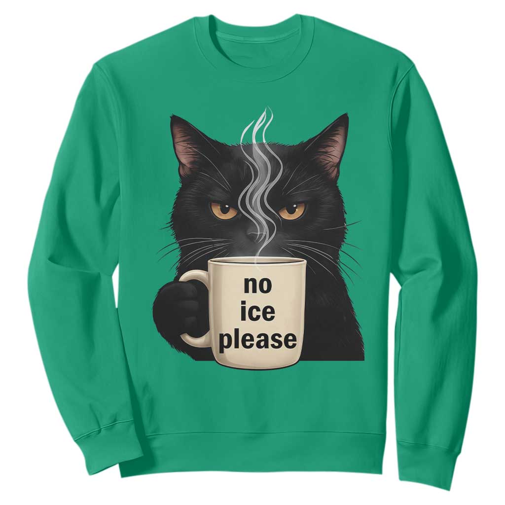 No Ice Please Sweatshirt Funny Black Cat Anti ICE Meme TS14 Irish Green Print Your Wear