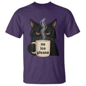 No Ice Please T Shirt Funny Black Cat Anti ICE Meme TS14 Purple Print Your Wear