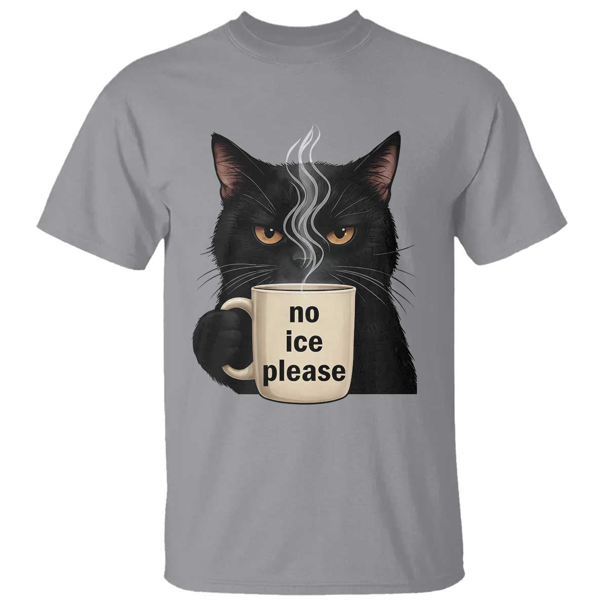 No Ice Please T Shirt Funny Black Cat Anti ICE Meme TS14 Sport Gray Print Your Wear