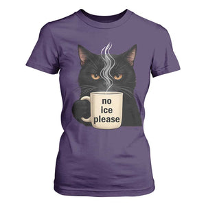 No Ice Please T Shirt For Women Funny Black Cat Anti ICE Meme TS14 Purple Print Your Wear