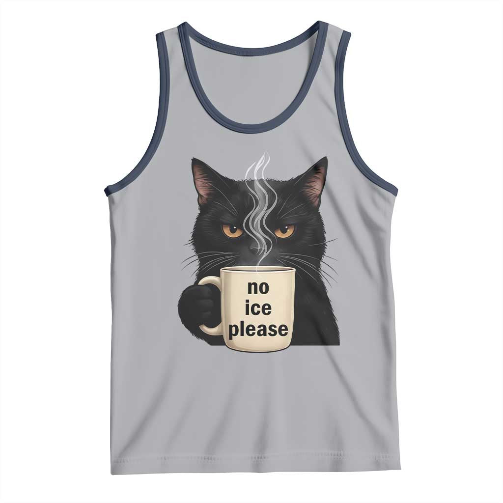 No Ice Please Tank Top Funny Black Cat Anti ICE Meme TS14 Athletic Heather Navy Print Your Wear