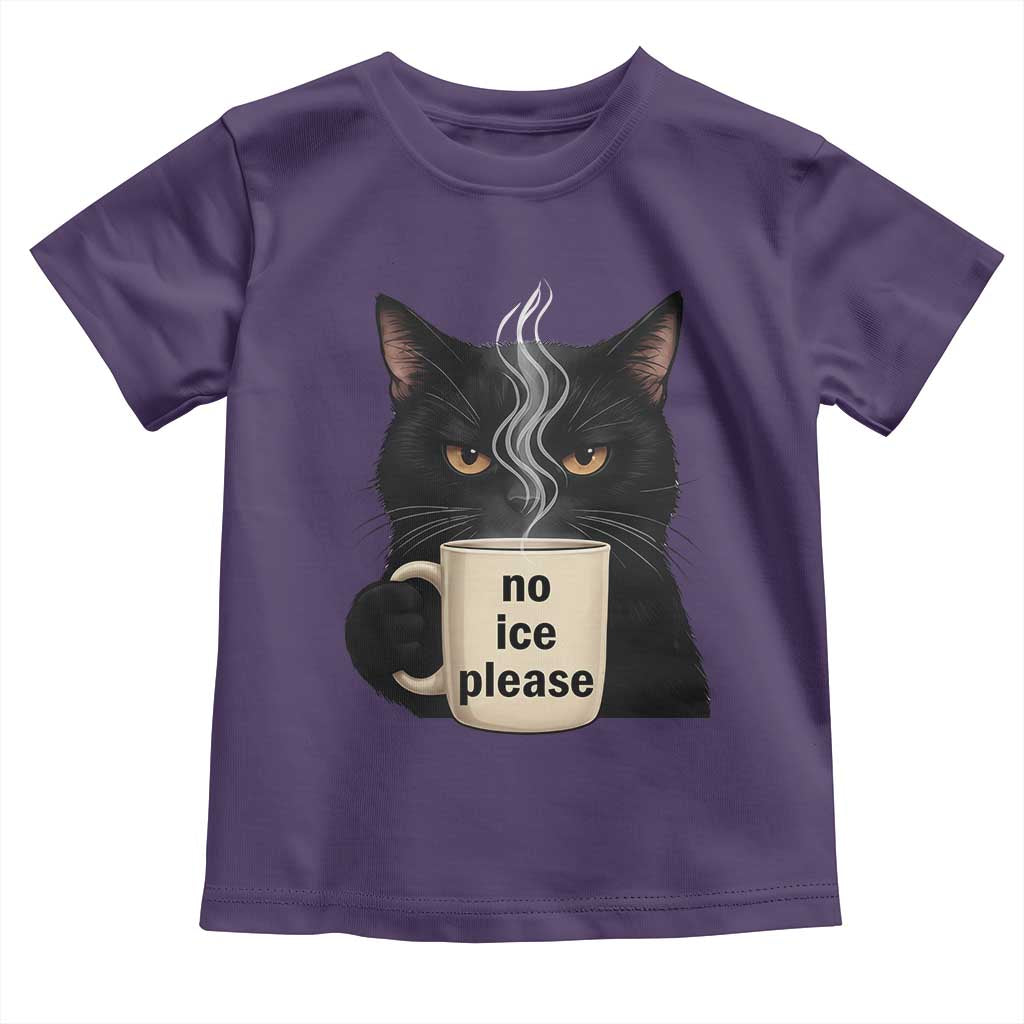 No Ice Please Toddler T Shirt Funny Black Cat Anti ICE Meme TS14 Purple Print Your Wear