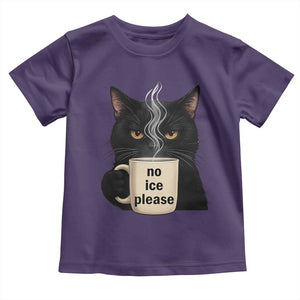 No Ice Please Toddler T Shirt Funny Black Cat Anti ICE Meme TS14 Purple Print Your Wear