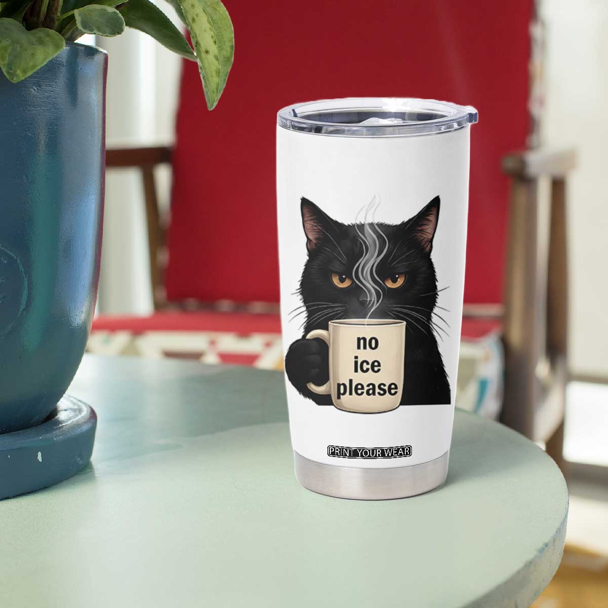 No Ice Please Tumbler Cup Funny Black Cat Anti ICE Meme TS14 Print Your Wear