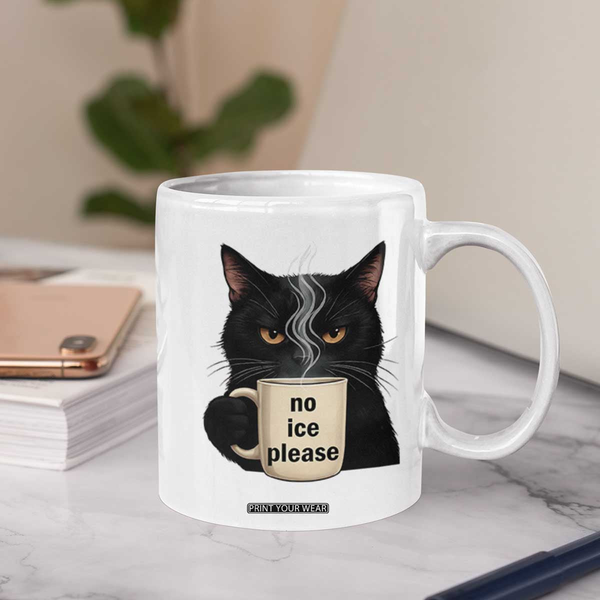 No Ice Please Coffee Mug Funny Black Cat Anti ICE Meme TS14 Print Your Wear