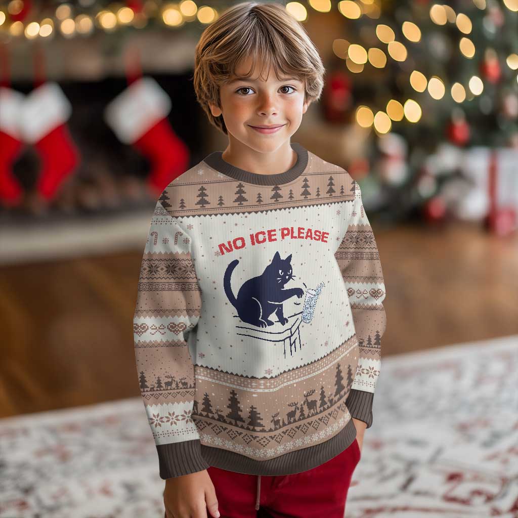 No Ice Please Ugly Christmas Sweater Funny Cat Anti ICE Meme TS14 Mocha Mousse Print Your Wear