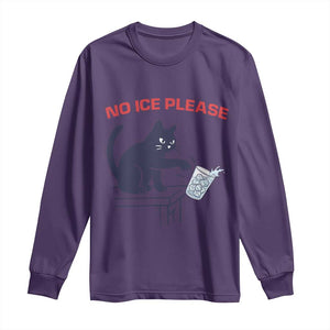 No Ice Please Long Sleeve Shirt Funny Cat Anti ICE Meme TS14 Purple Print Your Wear