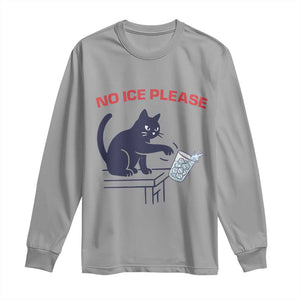 No Ice Please Long Sleeve Shirt Funny Cat Anti ICE Meme TS14 Sport Gray Print Your Wear
