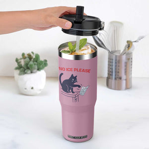 No Ice Please Flip Straw Tumbler Funny Cat Anti ICE Meme TS14 One Size: 30 oz Light Pink Print Your Wear