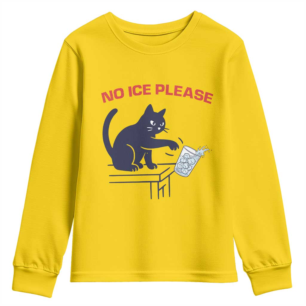 No Ice Please Youth Sweatshirt Funny Cat Anti ICE Meme TS14 Daisy Print Your Wear
