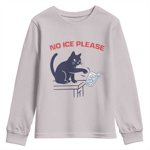 No Ice Please Youth Sweatshirt Funny Cat Anti ICE Meme TS14 Ice Gray Print Your Wear