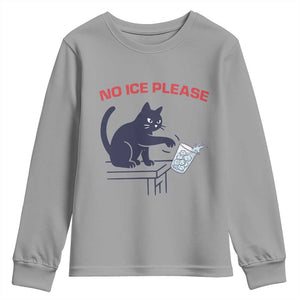 No Ice Please Youth Sweatshirt Funny Cat Anti ICE Meme TS14 Sport Gray Print Your Wear