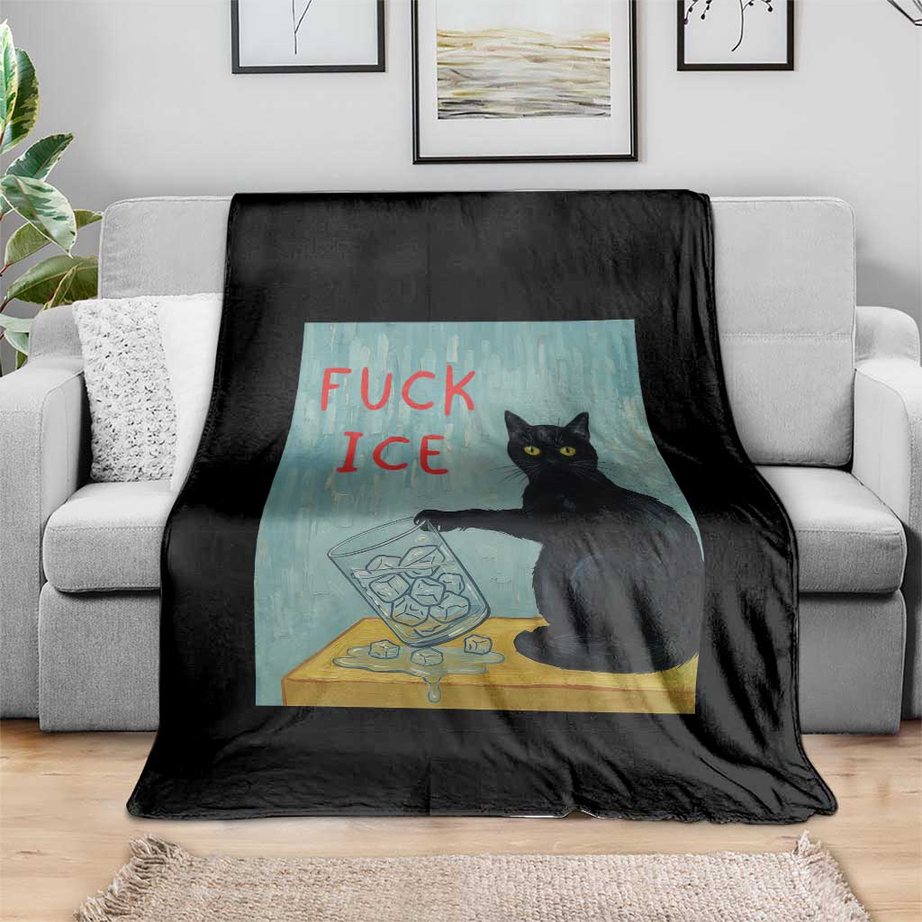 No Ice Please Throw Blanket Funny Cat Anti ICE Artist Meme TS14 Print Your Wear