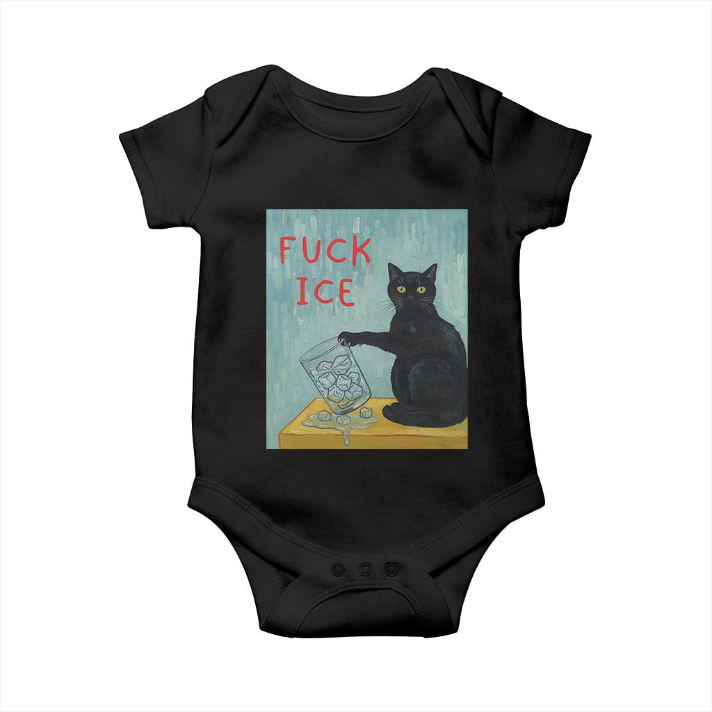 No Ice Please Baby Onesie Funny Cat Anti ICE Artist Meme TS14 Black Print Your Wear