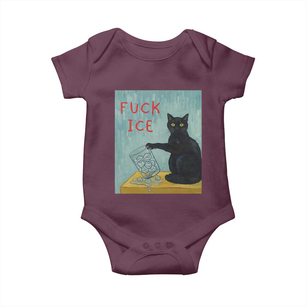 No Ice Please Baby Onesie Funny Cat Anti ICE Artist Meme TS14 Maroon Print Your Wear