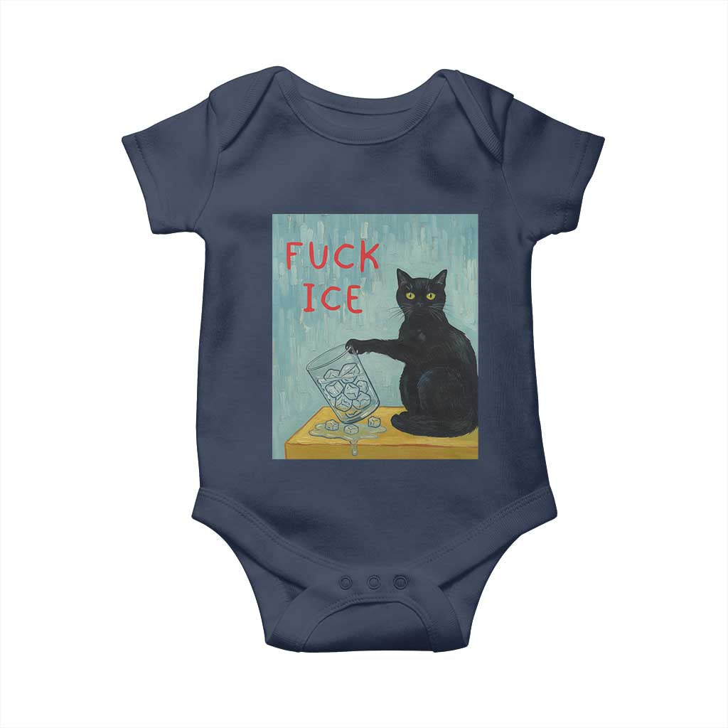 No Ice Please Baby Onesie Funny Cat Anti ICE Artist Meme TS14 Navy Print Your Wear