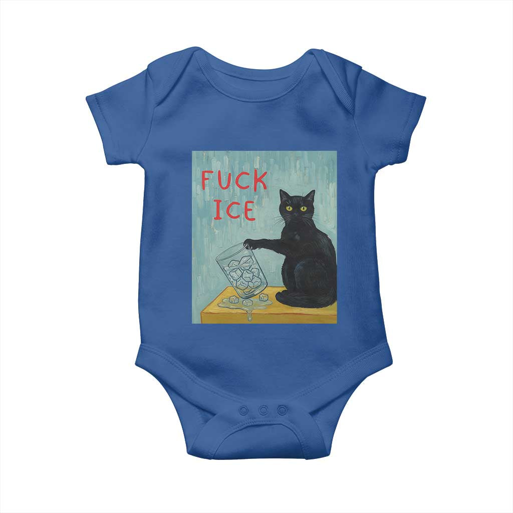 No Ice Please Baby Onesie Funny Cat Anti ICE Artist Meme TS14 Royal Blue Print Your Wear