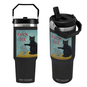 No Ice Please Flip Straw Tumbler Funny Cat Anti ICE Artist Meme TS14 One Size: 30 oz Black Print Your Wear