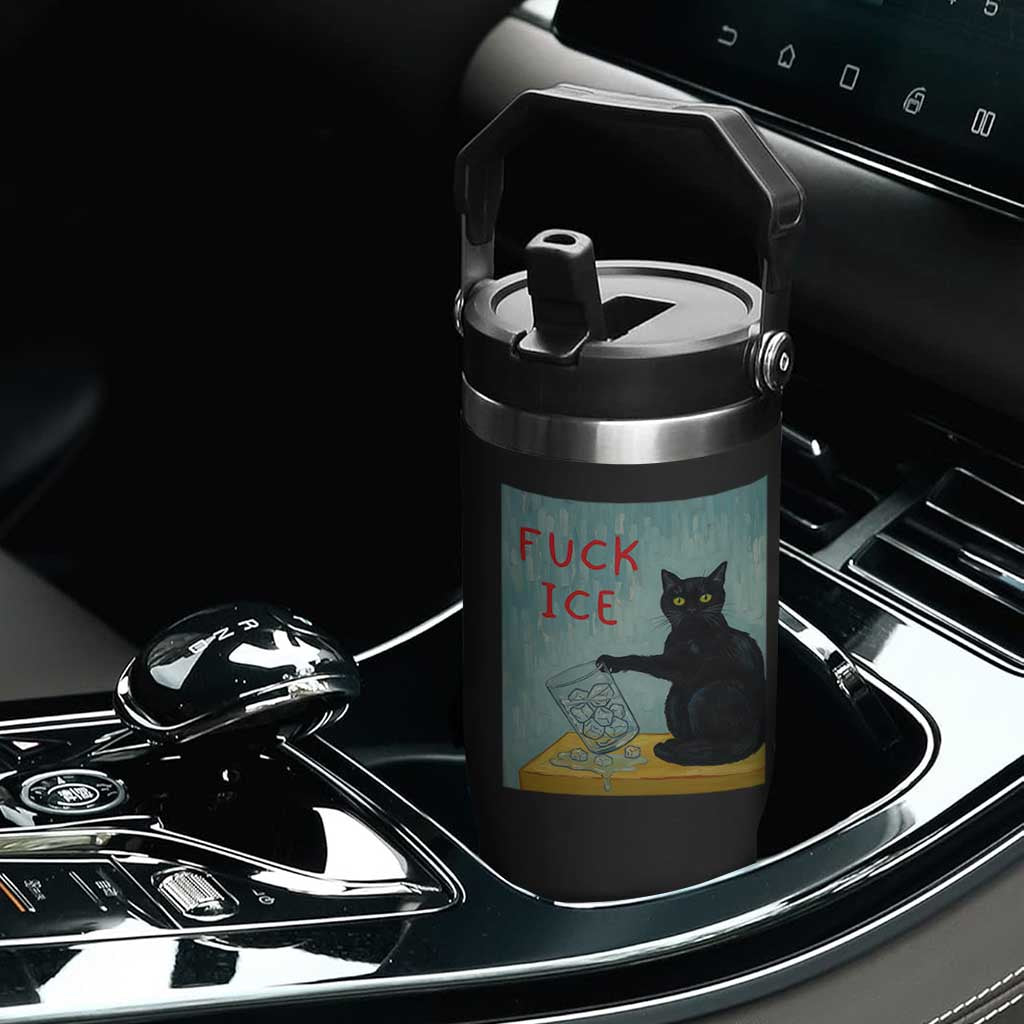 No Ice Please Flip Straw Tumbler Funny Cat Anti ICE Artist Meme TS14 Print Your Wear