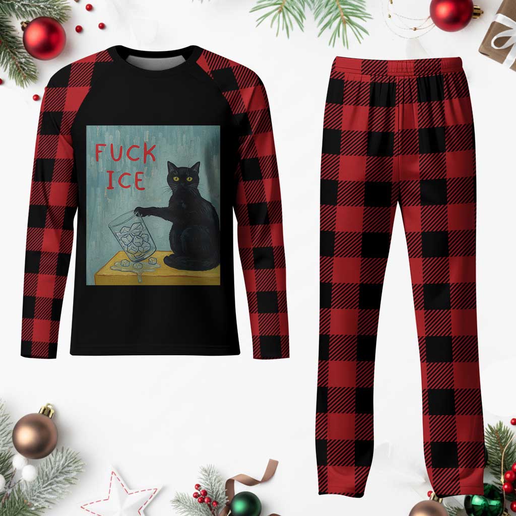 No Ice Please Plaid Pajama Set Funny Cat Anti ICE Artist Meme TS14 Buffalo Plaid Print Your Wear