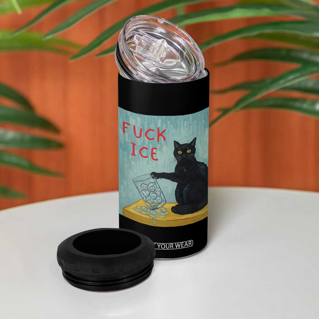 No Ice Please 4 in 1 Can Cooler Tumbler Funny Cat Anti ICE Artist Meme TS14 Print Your Wear