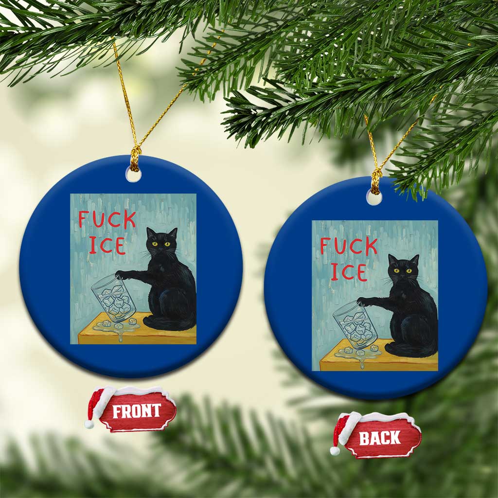 No Ice Please Ceramic Ornament Funny Cat Anti ICE Artist Meme TS14 1pc Blue Print Your Wear