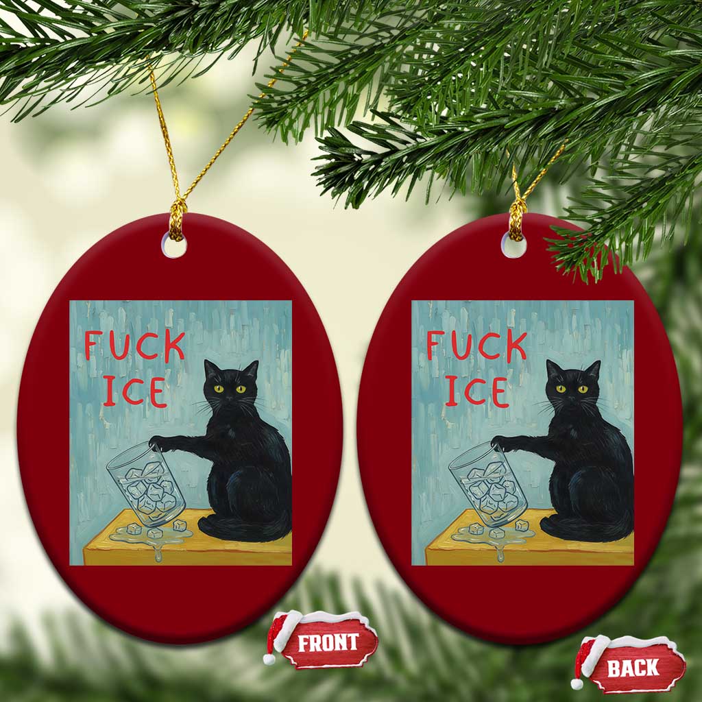 No Ice Please Ceramic Ornament Funny Cat Anti ICE Artist Meme TS14 Print Your Wear