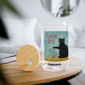 No Ice Please Glass Can Funny Cat Anti ICE Artist Meme TS14 Print Your Wear