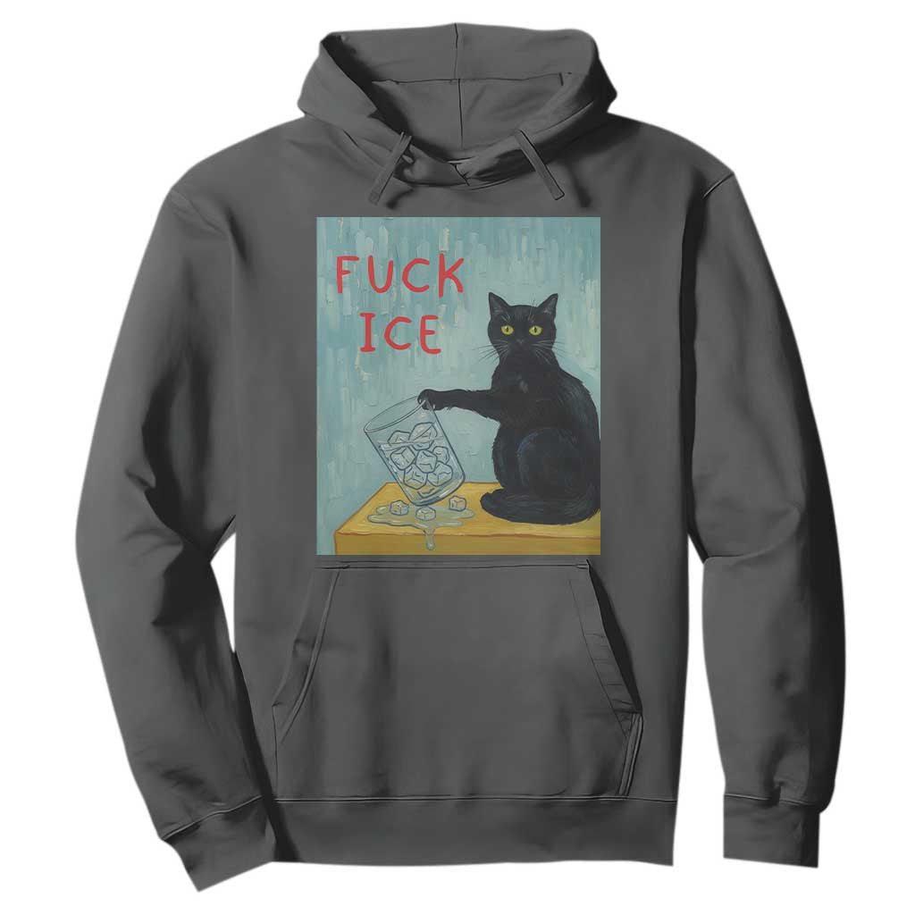 No Ice Please Hoodie Funny Cat Anti ICE Artist Meme TS14 Dark Heather Print Your Wear