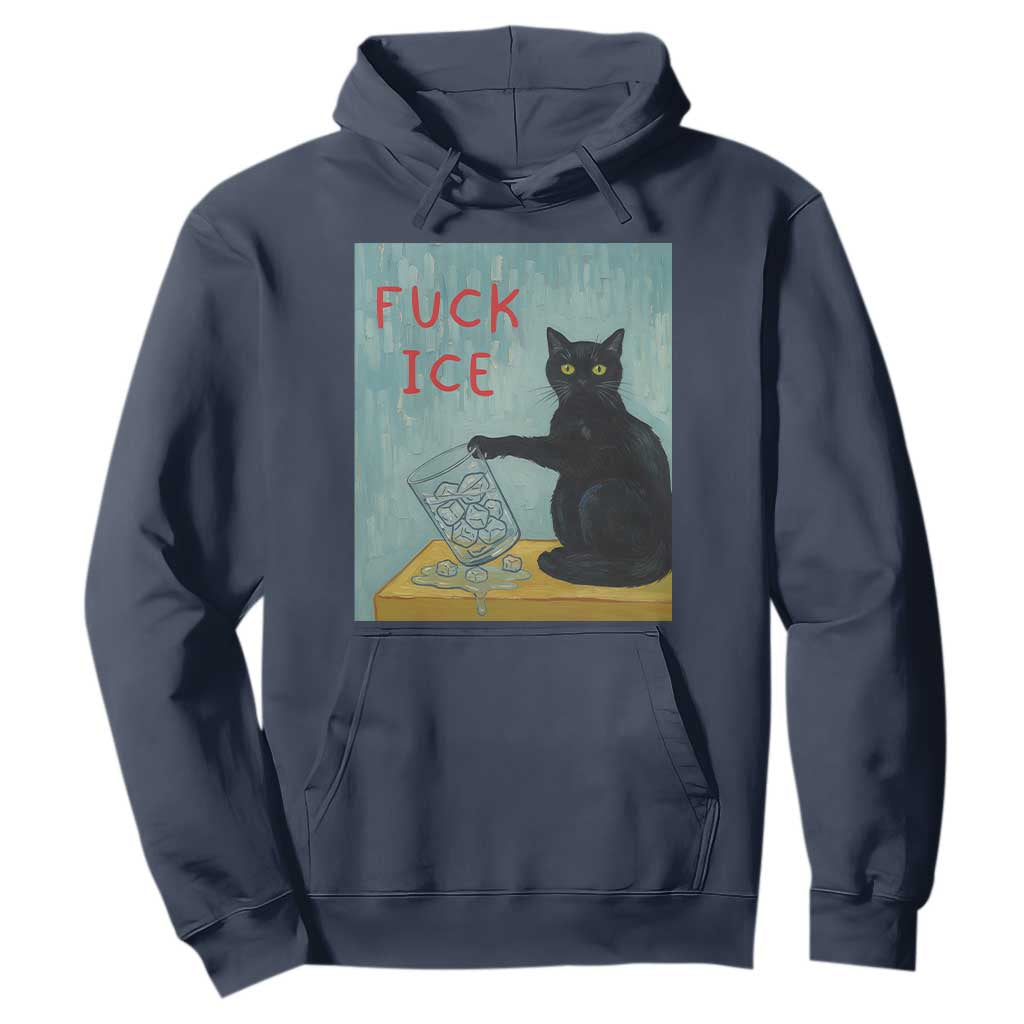 No Ice Please Hoodie Funny Cat Anti ICE Artist Meme TS14 Navy Print Your Wear