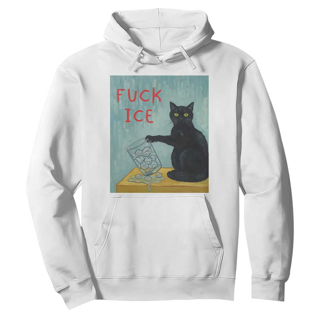No Ice Please Hoodie Funny Cat Anti ICE Artist Meme TS14 White Print Your Wear