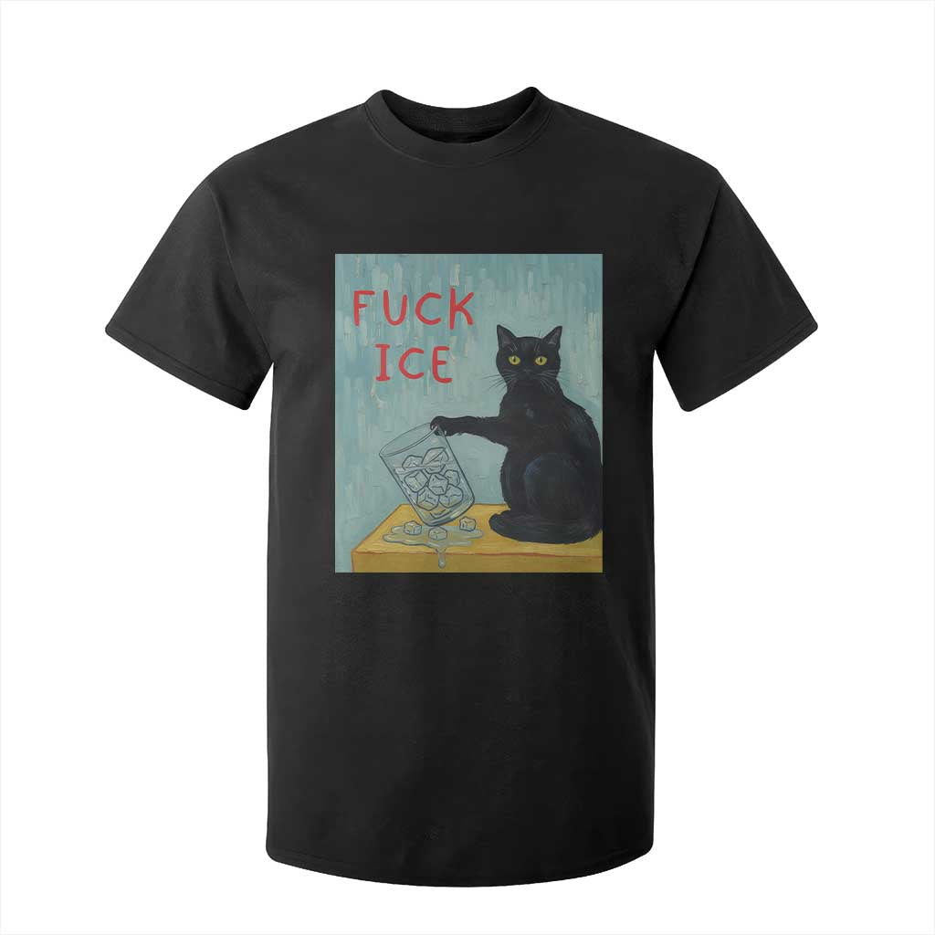 No Ice Please T Shirt For Kid Funny Cat Anti ICE Artist Meme TS14 Black Print Your Wear