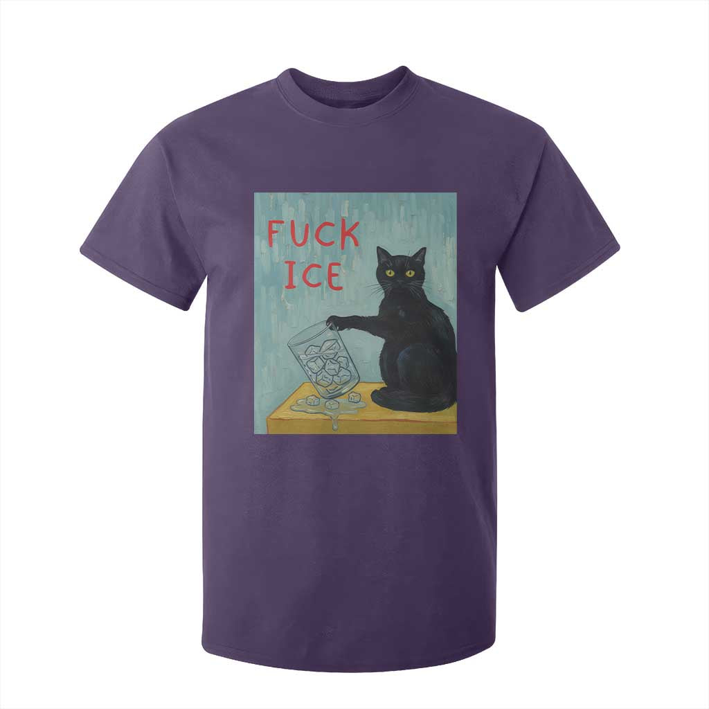 No Ice Please T Shirt For Kid Funny Cat Anti ICE Artist Meme TS14 Purple Print Your Wear