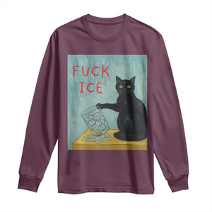 No Ice Please Long Sleeve Shirt Funny Cat Anti ICE Artist Meme TS14 Maroon Print Your Wear