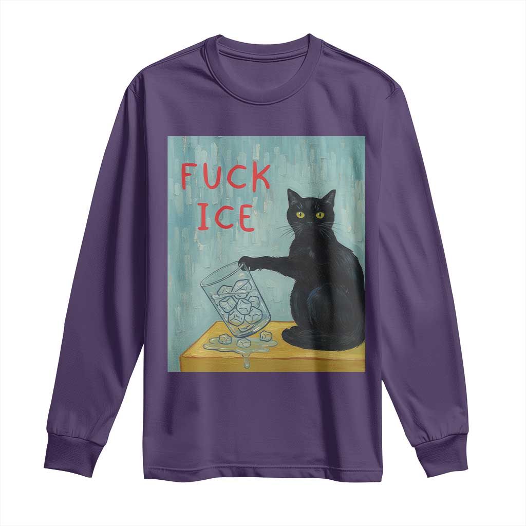 No Ice Please Long Sleeve Shirt Funny Cat Anti ICE Artist Meme TS14 Purple Print Your Wear