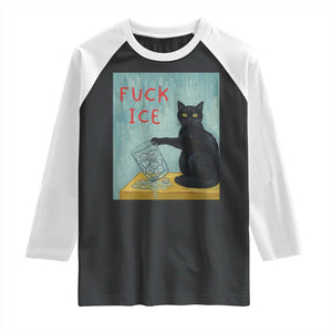 No Ice Please Raglan Shirt Funny Cat Anti ICE Artist Meme TS14 Black White Print Your Wear