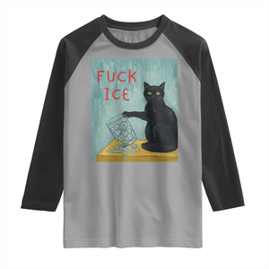 No Ice Please Raglan Shirt Funny Cat Anti ICE Artist Meme TS14 Sport Gray Black Print Your Wear
