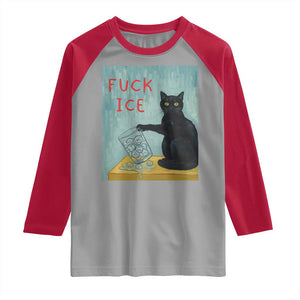 No Ice Please Raglan Shirt Funny Cat Anti ICE Artist Meme TS14 Sport Gray Red Print Your Wear