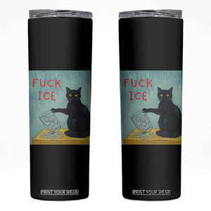 No Ice Please Skinny Tumbler Funny Cat Anti ICE Artist Meme TS14 Black Print Your Wear