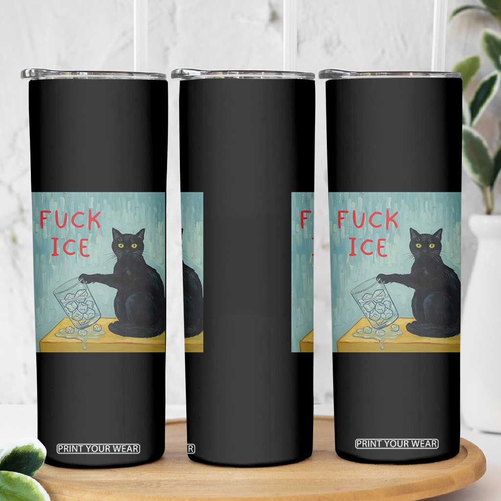 No Ice Please Skinny Tumbler Funny Cat Anti ICE Artist Meme TS14 Print Your Wear