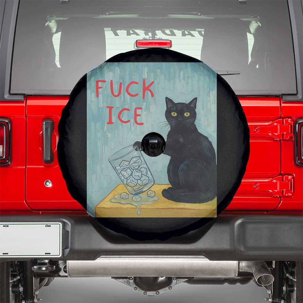 No Ice Please Spare Tire Cover Funny Cat Anti ICE Artist Meme TS14 Black Print Your Wear