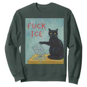 No Ice Please Sweatshirt Funny Cat Anti ICE Artist Meme TS14 Dark Forest Green Print Your Wear