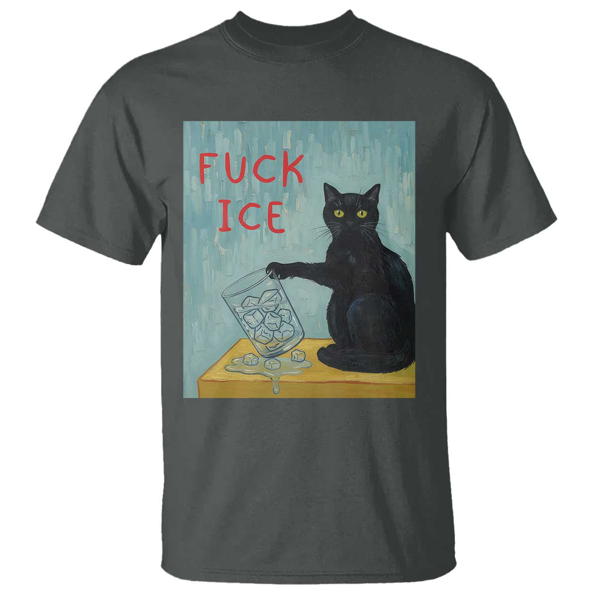 No Ice Please T Shirt Funny Cat Anti ICE Artist Meme TS14 Dark Heather Print Your Wear